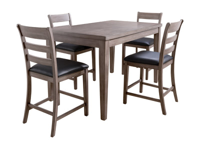 washed grey and black 5 Piece Counter Height Dining Set New York Collection product image by CorLiving#color_new-york-washed-grey-and-black