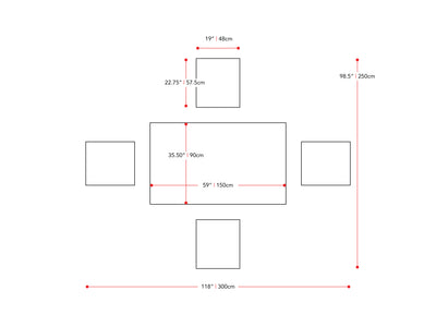 washed grey and black 5 Piece Wooden Dining Set New York Collection measurements diagram by CorLiving#color_new-york-washed-grey-and-black