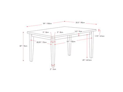 washed grey and black 5 Piece Wooden Dining Set New York Collection measurements diagram by CorLiving#color_new-york-washed-grey-and-black