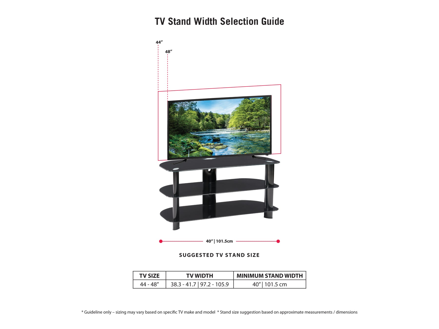 Black Glass TV Stand for TVs up to 48