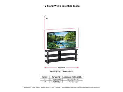 black Glass TV Stand for TVs up to 65" Laguna Collection infographic by CorLiving#color_black