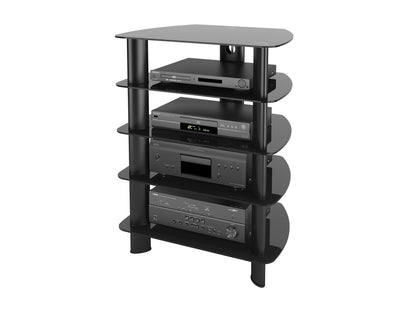 Modern media cabinet with walnut finish, sleek black metal legs, and sliding doors featuring a geometric pattern. Ideal for stylish living rooms, offering ample storage for electronics and accessories.