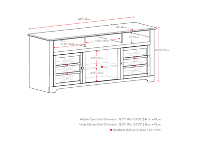 Espresso TV Bench for TVs up to 68" West Lake Collection measurements diagram by CorLiving#color_espresso