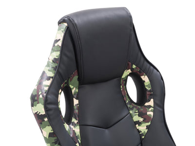 black and camo Gaming Chair with Wheels Mad Dog Collection detail image by CorLiving#color_black-and-camo