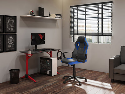 black and blue Gaming Chair with Wheels Mad Dog Collection lifestyle scene by CorLiving#color_black-and-blue
