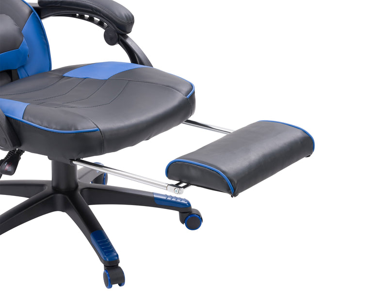 black and blue Gaming Chair with Footrest Doom Collection detail image by CorLiving