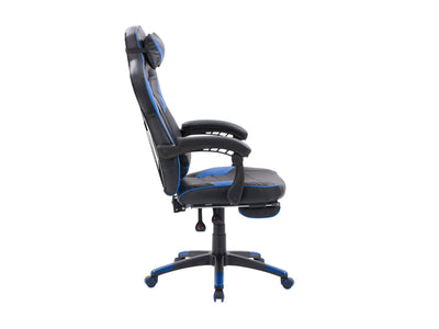 black and blue Gaming Chair with Footrest Doom Collection product image by CorLiving#color_black-and-blue