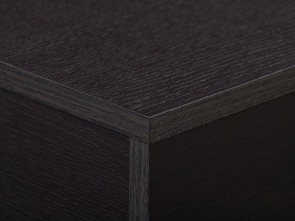 Modern wooden desk with sleek design, featuring a natural oak finish, sturdy black metal legs, and a spacious rectangular tabletop perfect for home office or study.