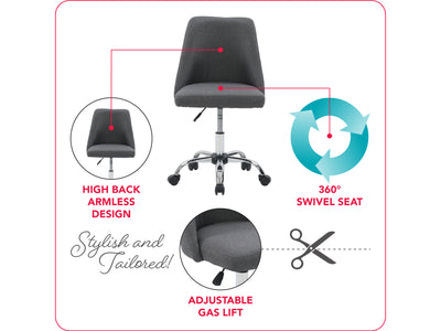 dark grey Armless Task Chair Marlowe Collection infographic by CorLiving#color_dark-grey