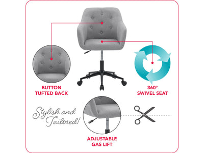 light grey Task Chair with Arms Natasha Collection infographic by CorLiving#color_light-grey