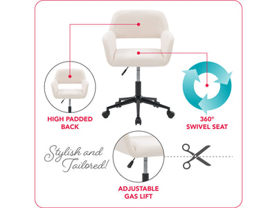 off white Task Chair with Open Back Valerie Collection infographic by CorLiving#color_off-white