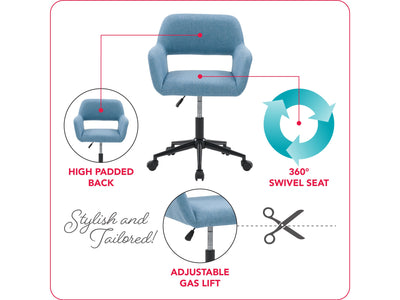 light blue Task Chair with Open Back Valerie Collection infographic by CorLiving#color_light-blue