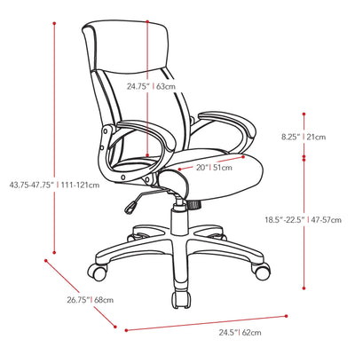 Black Office Chair CorLiving Collection measurements diagram by CorLiving#color_black
