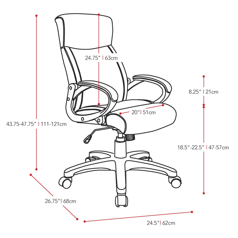 Black Office Chair CorLiving Collection measurements diagram by CorLiving
