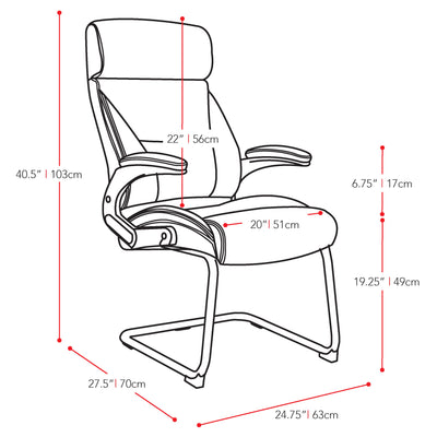 black Office Guest Chair CorLiving Collection measurements diagram by CorLiving#color_black