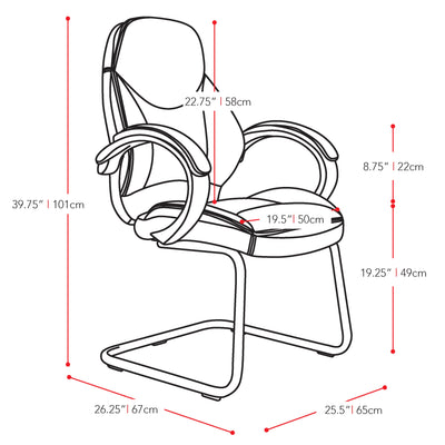 black Office Chair CorLiving Collection measurements diagram by CorLiving#color_black