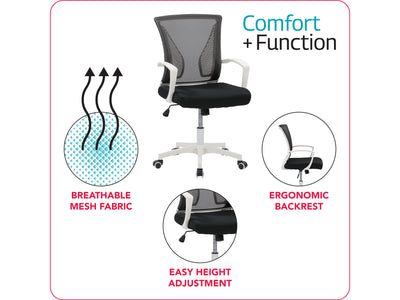 black Mesh Task Chair Cooper Collection infographic by CorLiving#color_mesh-black-and-black