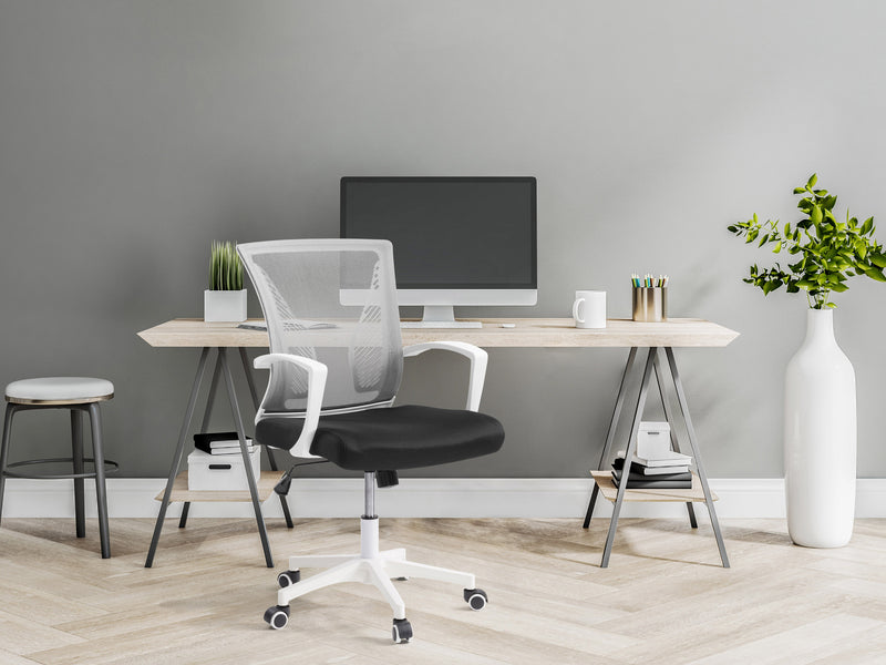 grey and black Mesh Task Chair Cooper Collection lifestyle scene by CorLiving