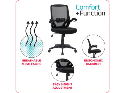 black Mesh Office Chair Riley Collection infographic by CorLiving#color_black