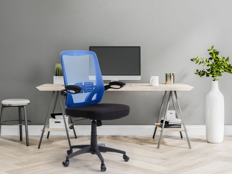blue Mesh Office Chair Riley Collection lifestyle scene by CorLiving