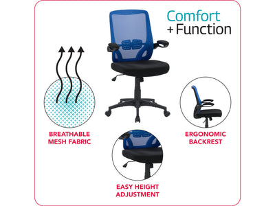 blue Mesh Office Chair Riley Collection infographic by CorLiving#color_blue