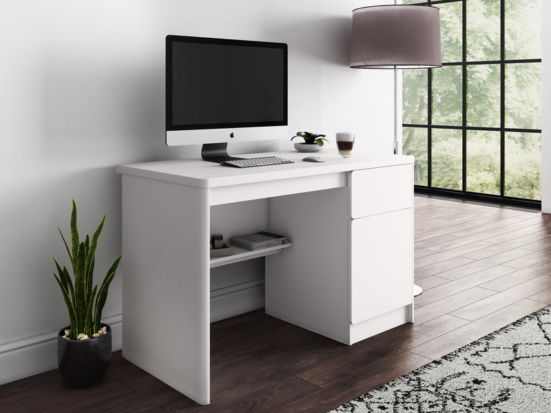 white Desk with Cabinet Kingston Collection lifestyle scene by CorLiving