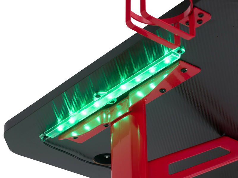 Red and Black Gaming Desk with LED Lights Conqueror Collection detail image by CorLiving