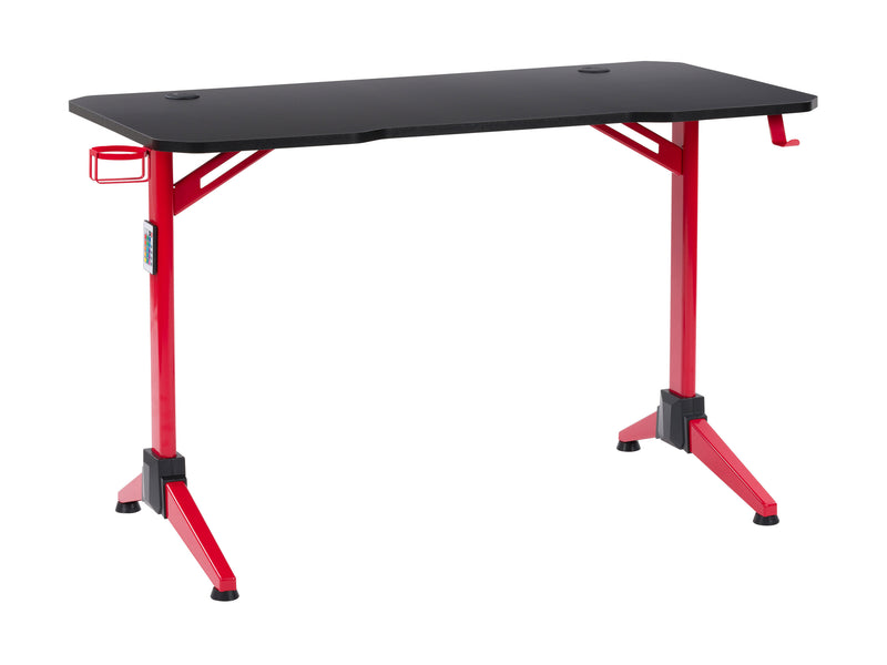 Red and Black Gaming Desk with LED Lights Conqueror Collection product image by CorLiving