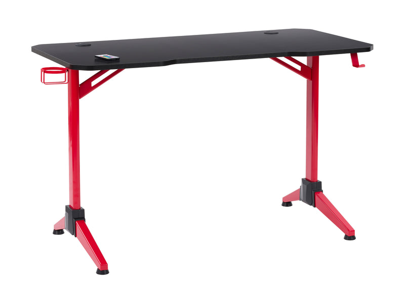 Red and Black Gaming Desk with LED Lights Conqueror Collection product image by CorLiving